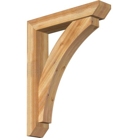 Ekena Millwork Thorton Slat Rough Sawn Bracket w/ Offset Brace, Western Red Cedar, 6"W x 30"D x 38"H BKT0604X30X38THR06RWR